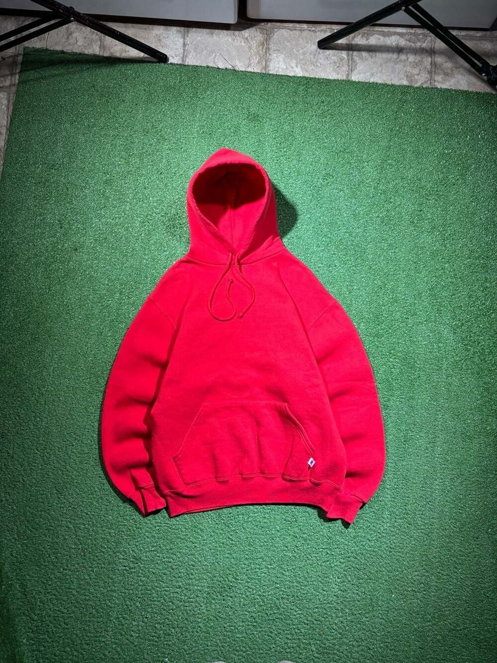 Vintage 90s Russell Athletic Red Blank Pullover Hoodie Made in USA